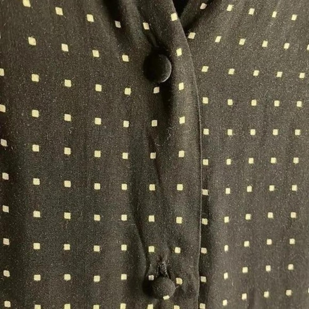 Navy Blue Polka Dot Long Sleeve Collared Blouse Womens Size M - Picture 5 of 6